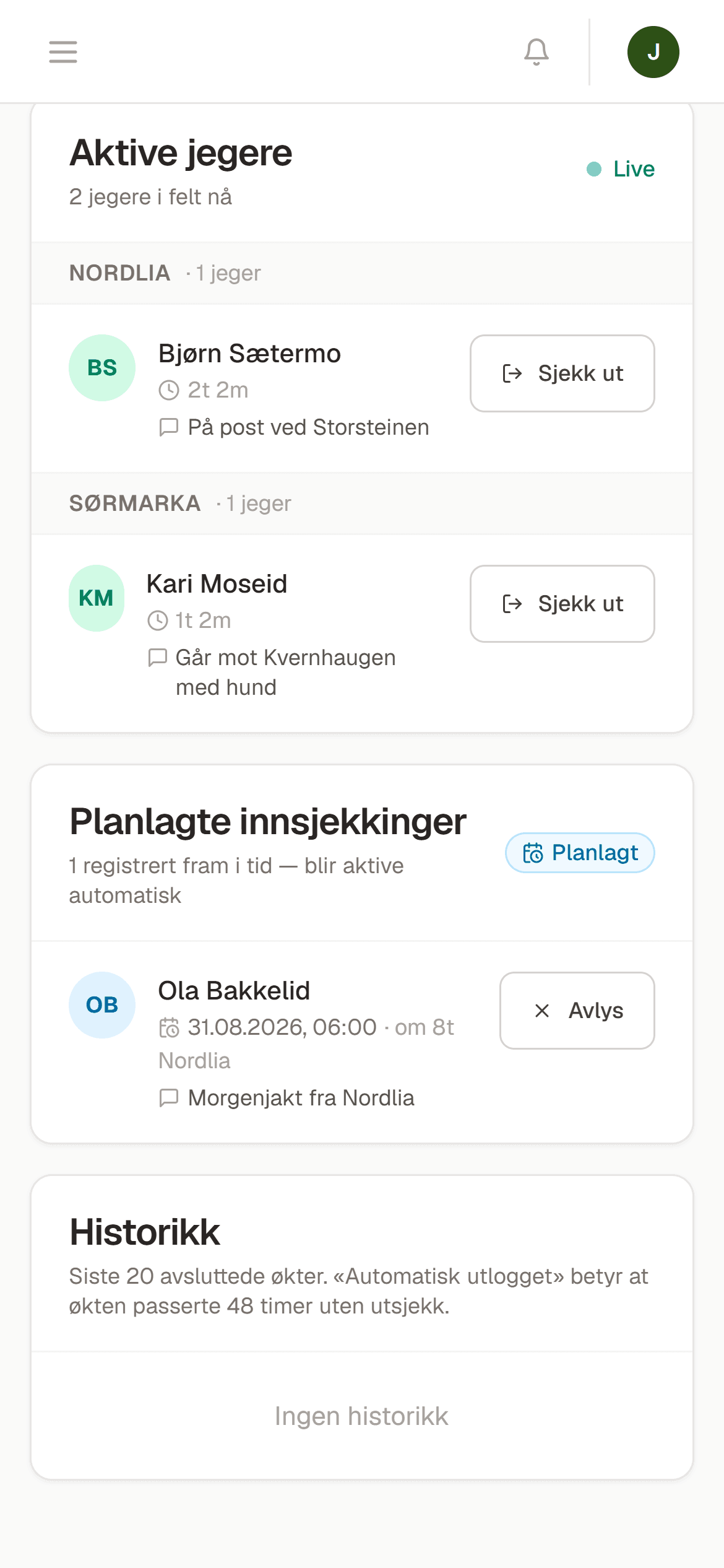 I felt-oversikten i Jaktportal: hvem som er ute nå, og hvor